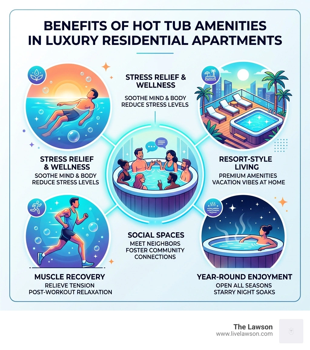 Benefits of hot tub amenities in luxury residential apartment communities infographic - hot tub apartments infographic 