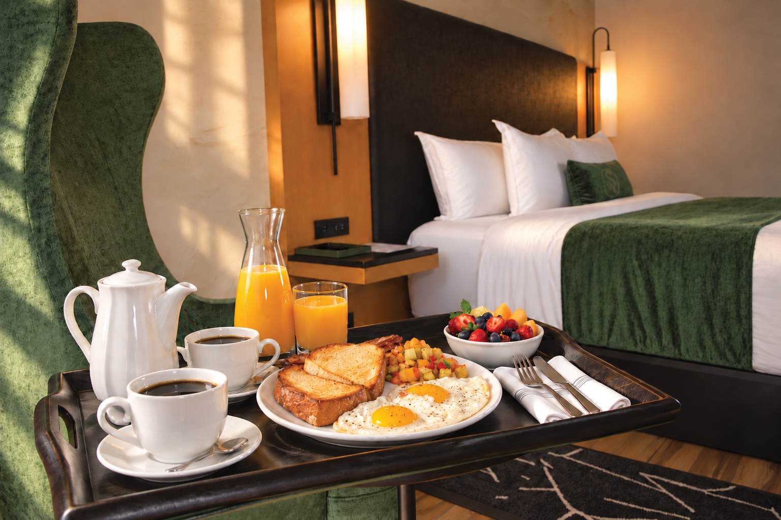 Bed and breakfast in boutique hotel room