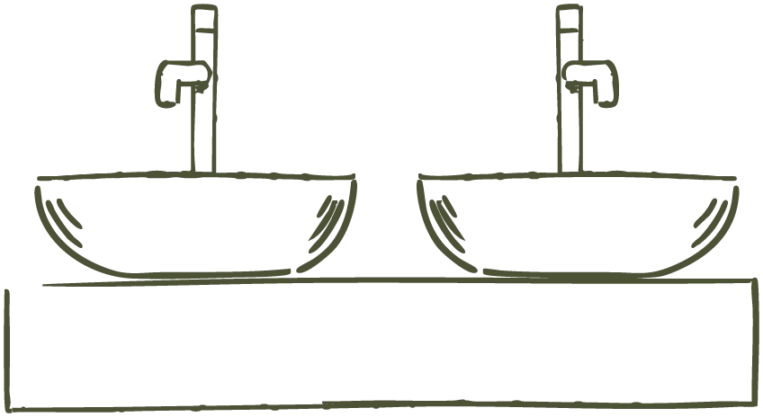 Bathroom icon featuring modern double vanity sinks.