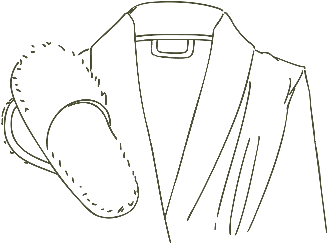 Illustrative icon of a cozy bathrobe and slippers.