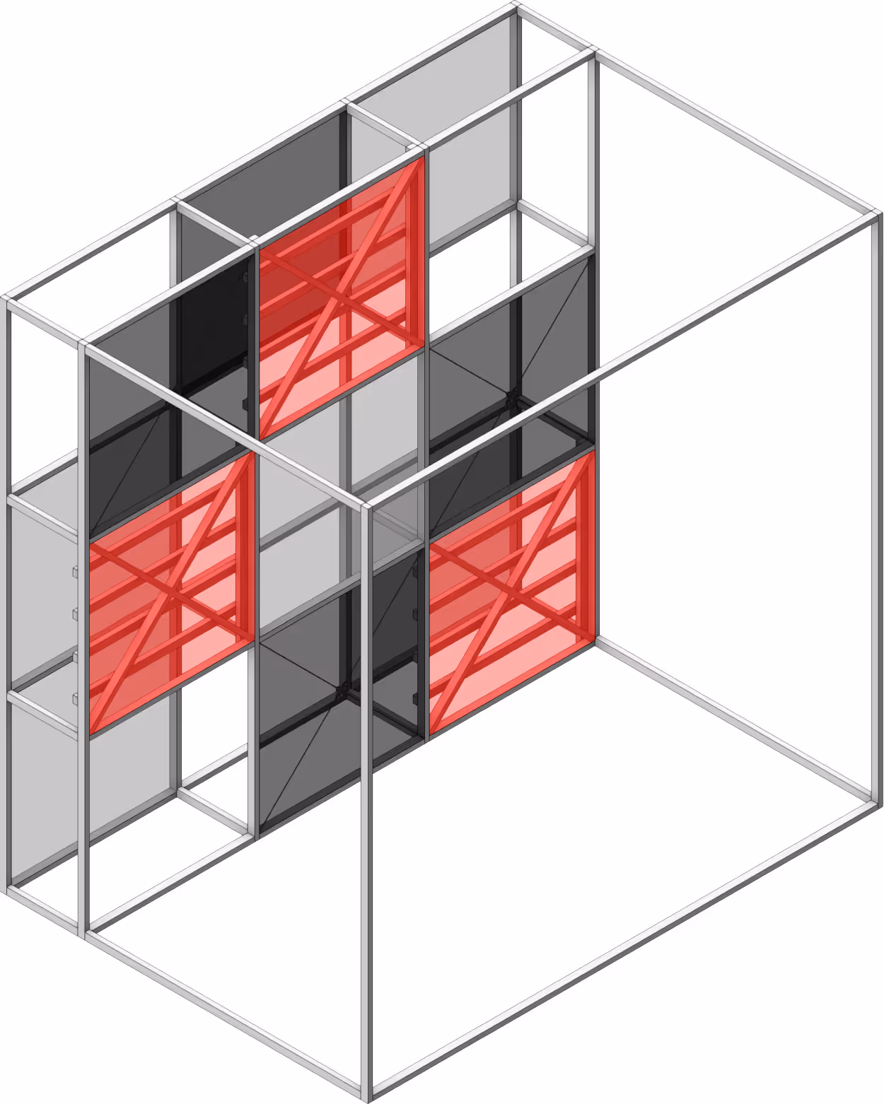 Konstruktion aus Dachlatten mit Scheinwerfer der Rückwand des Bühnenbildes für die Viva Kirche.