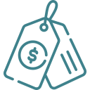 Icon of two price tags, one with a dollar sign, indicating pricing or sale.