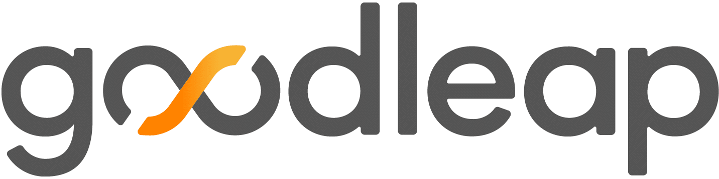 Gooodleap logo with an orange stylized infinity symbol integrated in the double o letters.