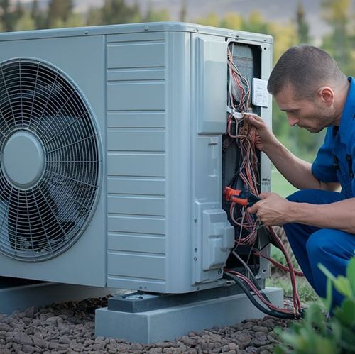 HVAC Services in Columbus OH - HVAC service technician at work on an outdoor unit