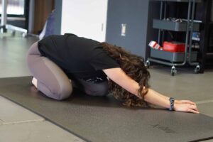Child's pose stretch for lower back