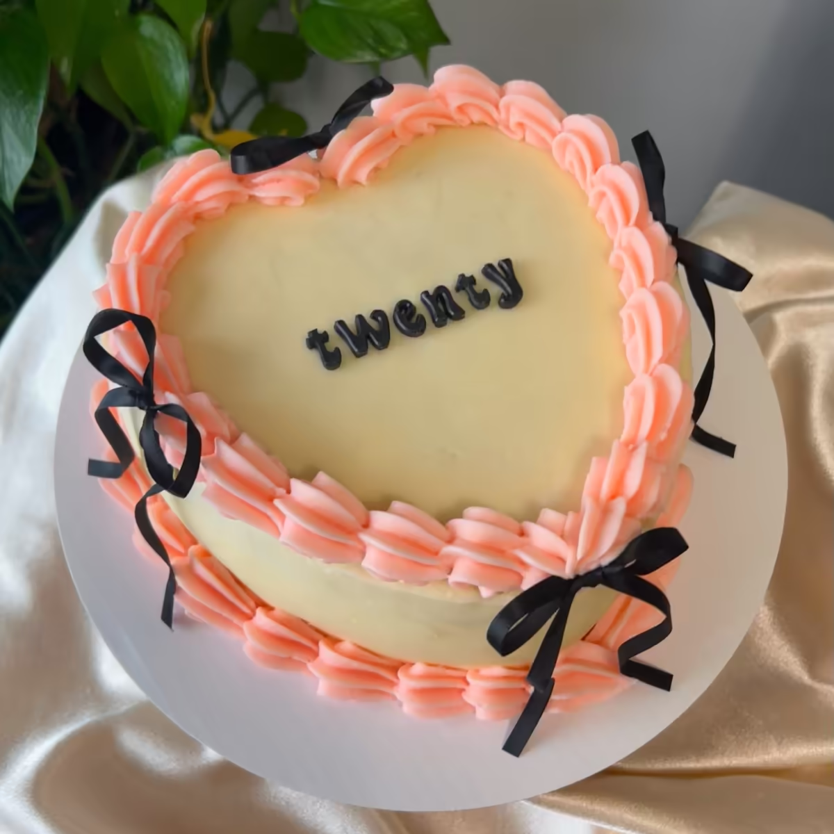 Custom Heart Shaped 20th Birthday Cake by Ashley's Antojitos, sweet treats in Grand Rapids, Michigan
