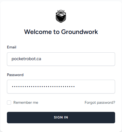 Web login page for Groundwork application