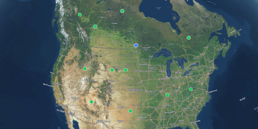 Overhead view of map operation locations