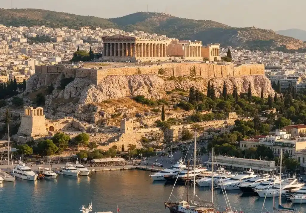 View of the Acropolis from the marina