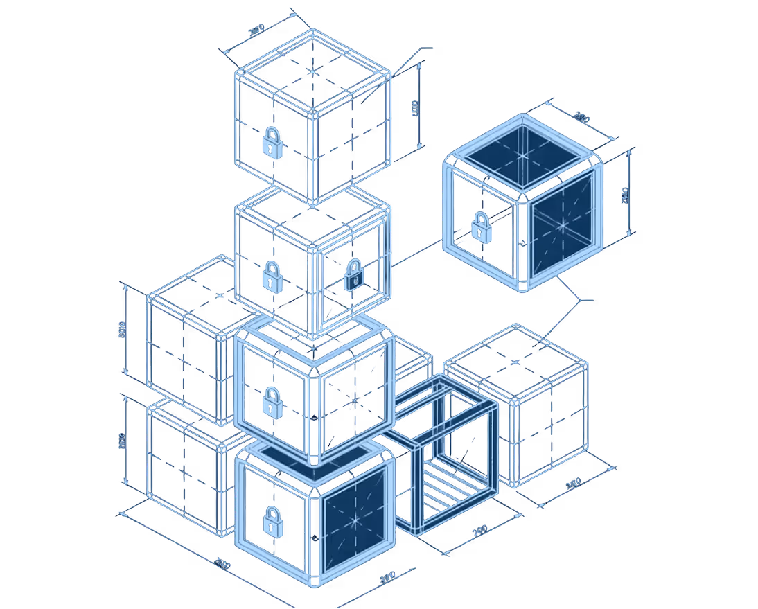 An illustration of boxes with locks on them