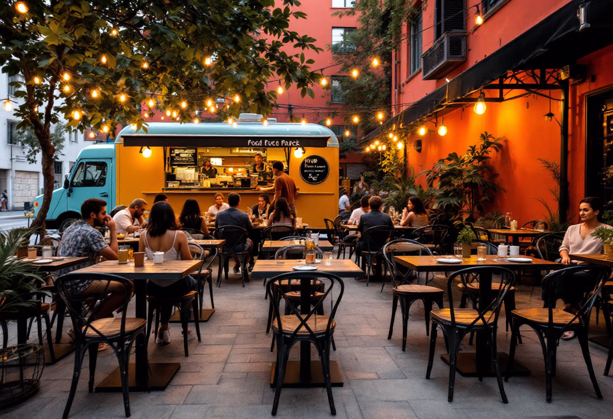 image of outdoor dining experience (for a food truck)
