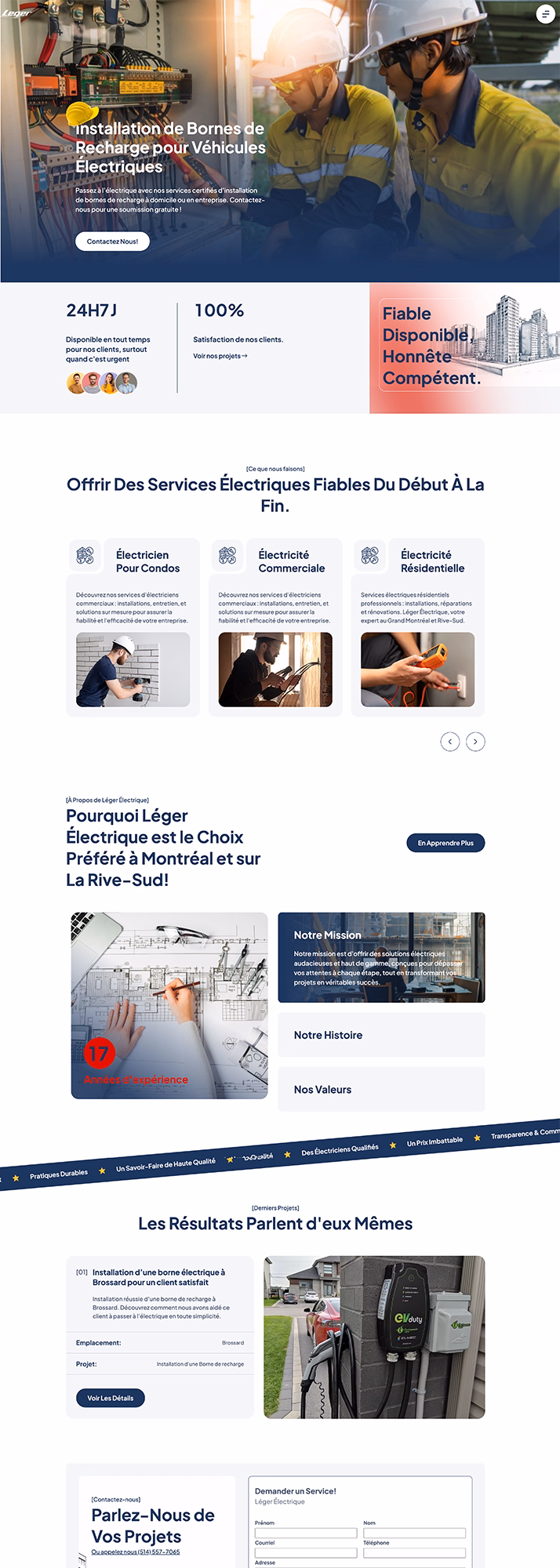 Site web réalisé par l'agence web elr pour électricien léger électrique
