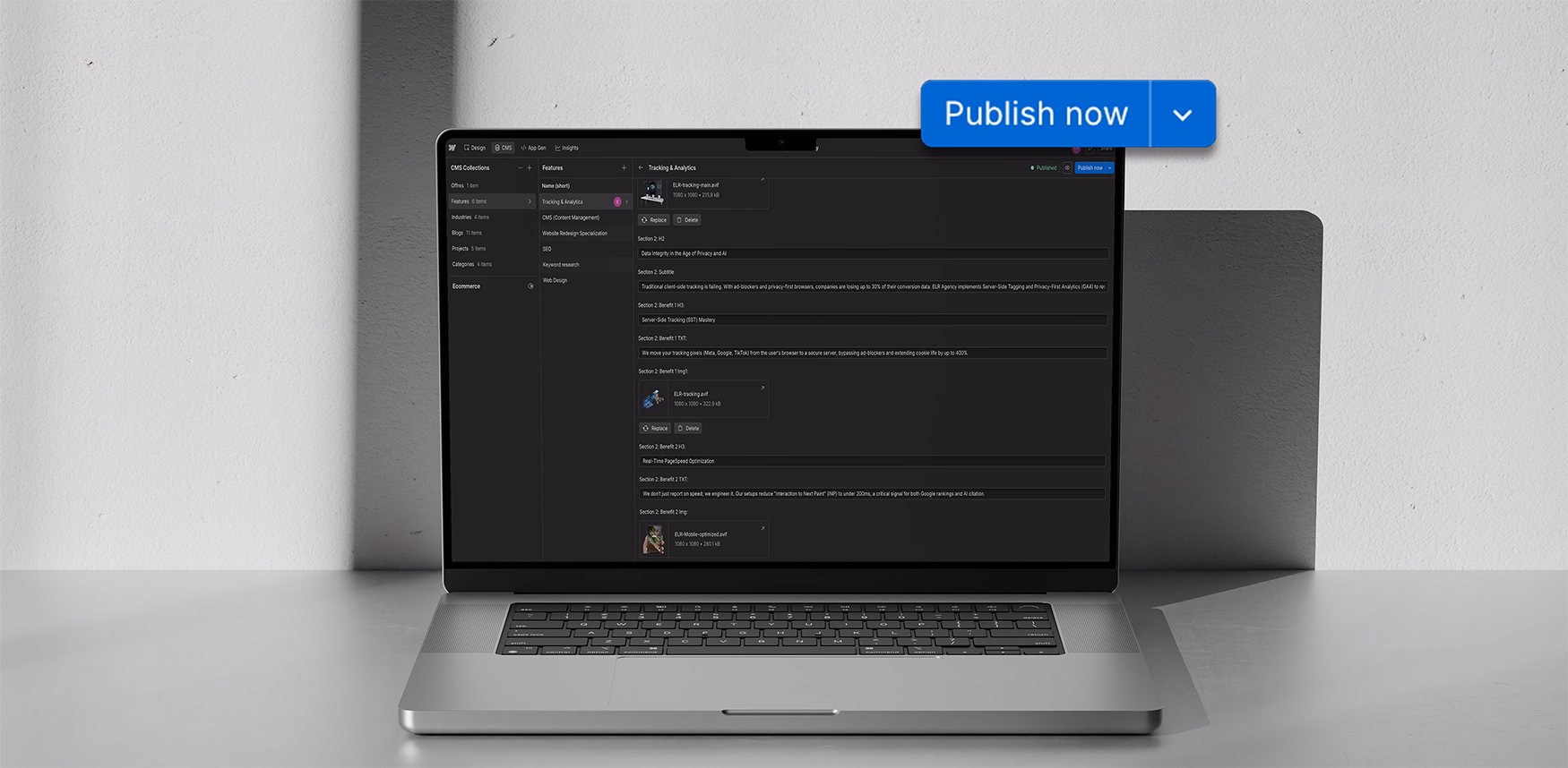 Image of a cms to let user control their website and post blog articles