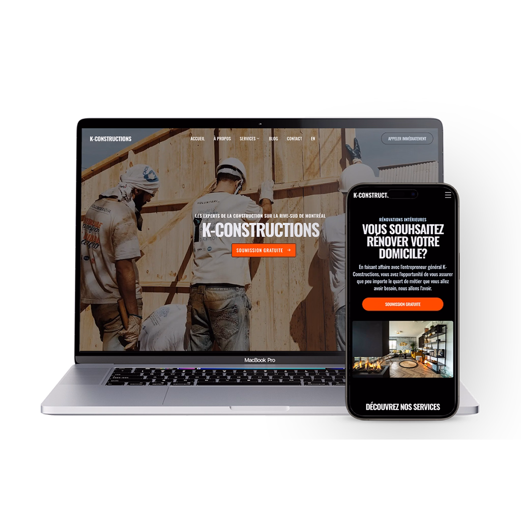 Image of a website for a construction company made by elr agency