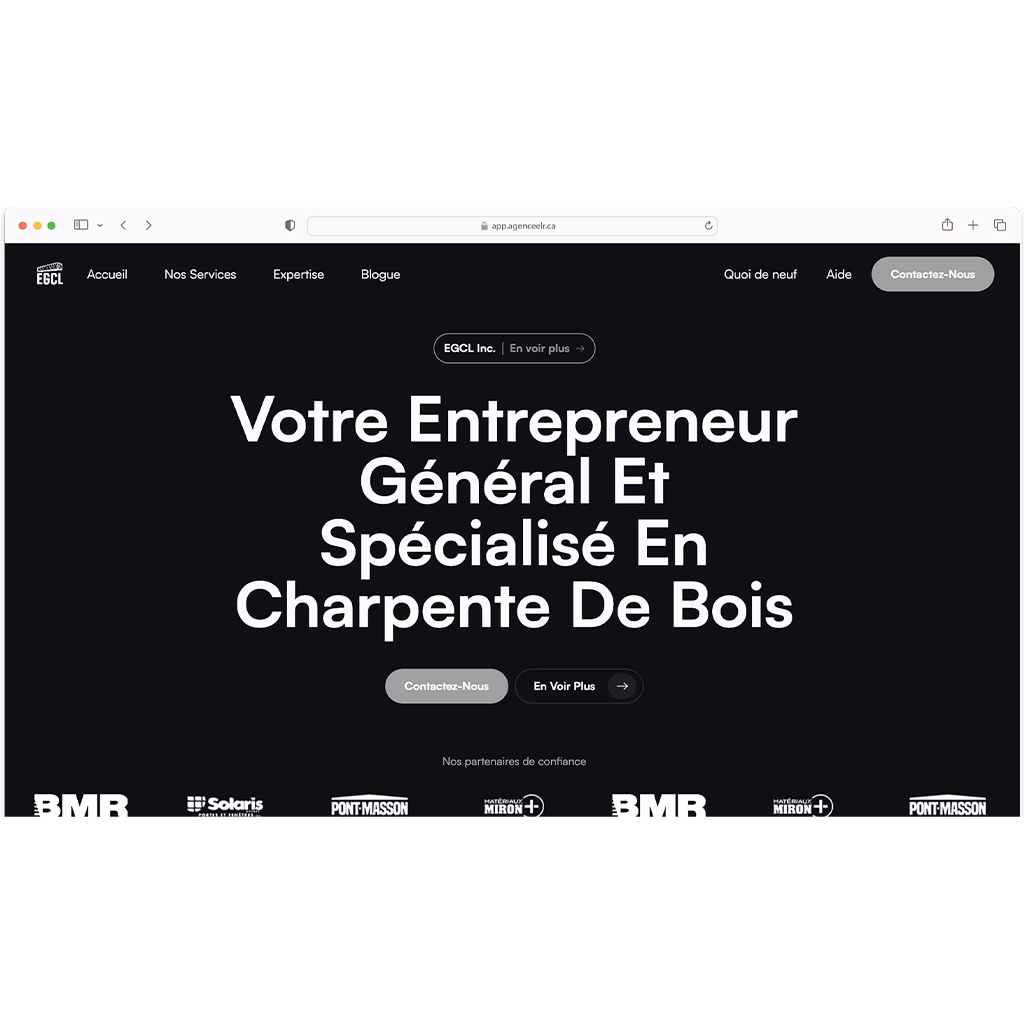 Image of a website made for a construction company by ELR Agency