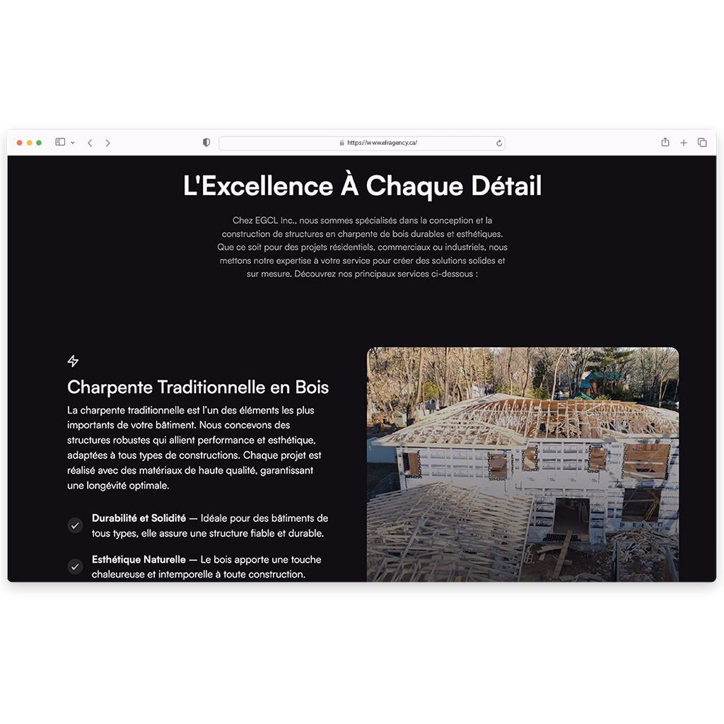 Image of a website made for a construction company by ELR Agency