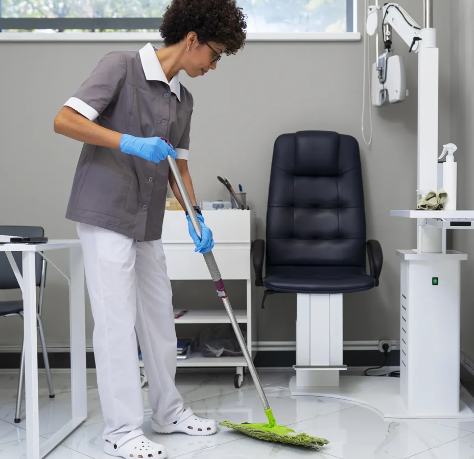 Single cleaner working alone in understaffed healthcare facility