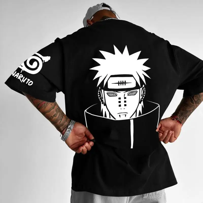 a large black workout tee featuring Naruto 