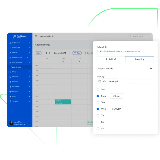 Recurring Appointments Feature | Streamline Gym Scheduling with PushPress