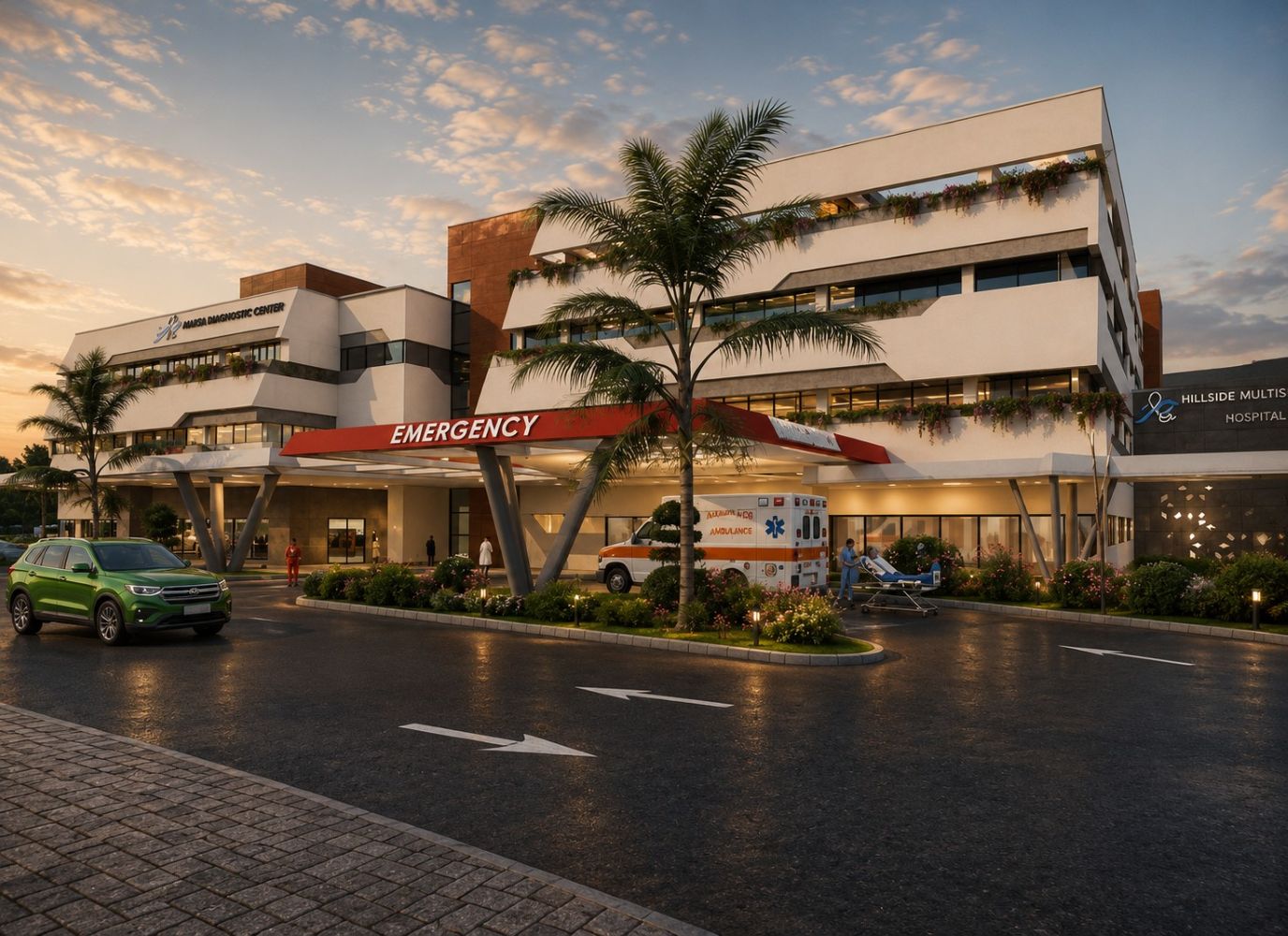 state of the art Multispecialty Hospital designed by Artec Practice Ltd.
