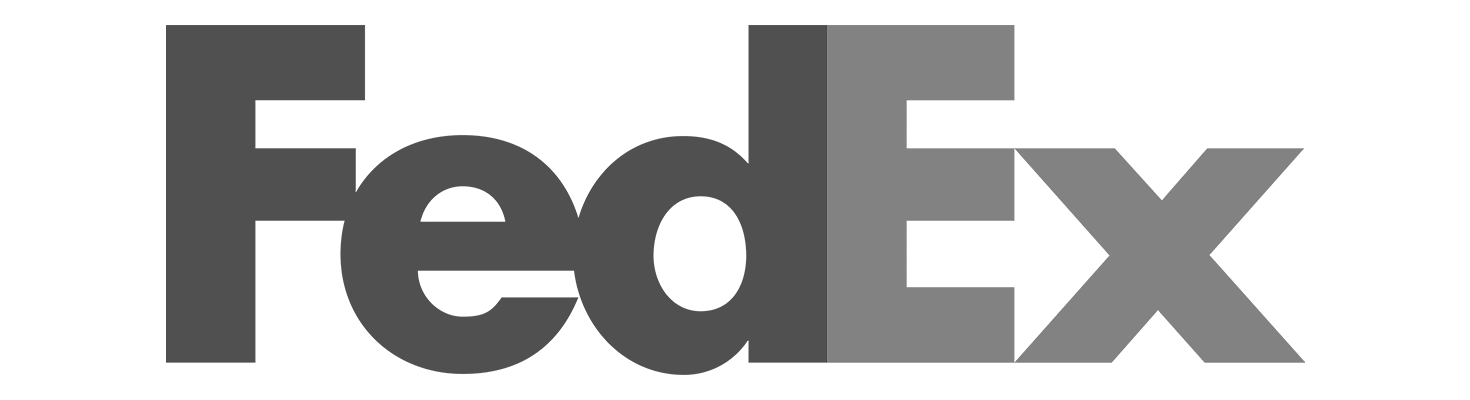 Logo de FedEx avec texte où 'Fed' est en noir et 'Ex' en violet.