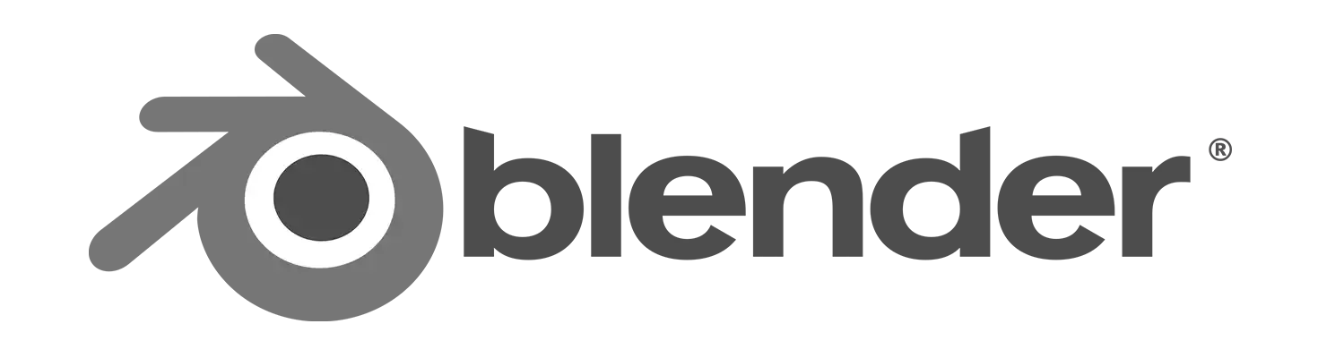 Icône de mixeur Blender stylisé avec un cercle blanc à gauche sur fond gris.