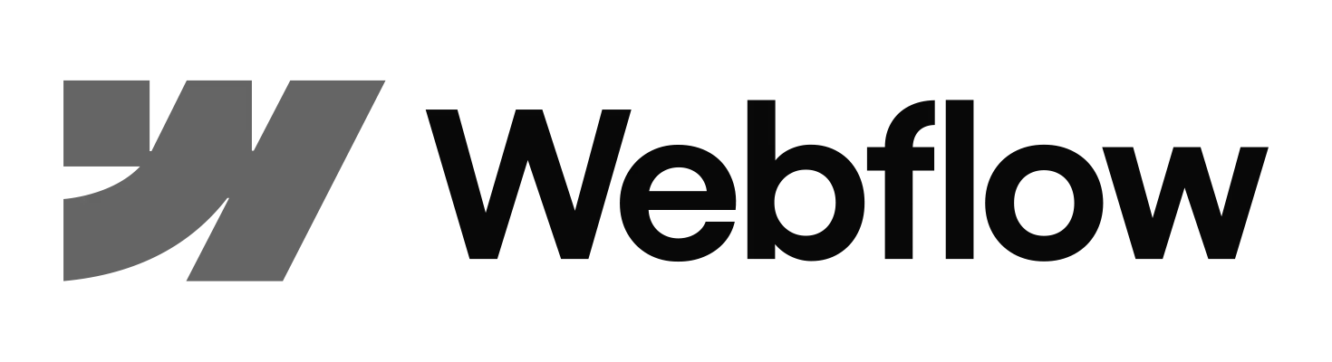 Logo de Webflow avec une marque graphique à gauche accompagnée du texte Webflow.