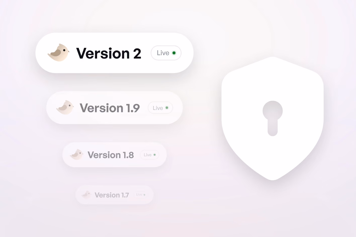 Shorebird version management dashboard with security shield protecting app releases