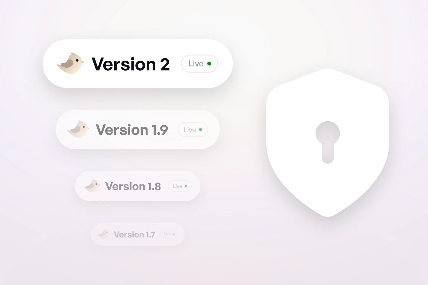 Shorebird version management dashboard with security shield protecting app releases