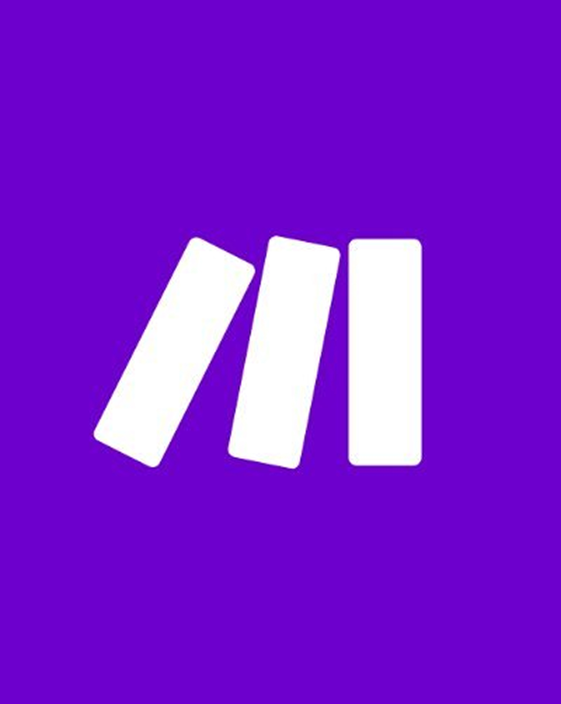 Make.com Logo in weiß auf Lila Hintergrund 