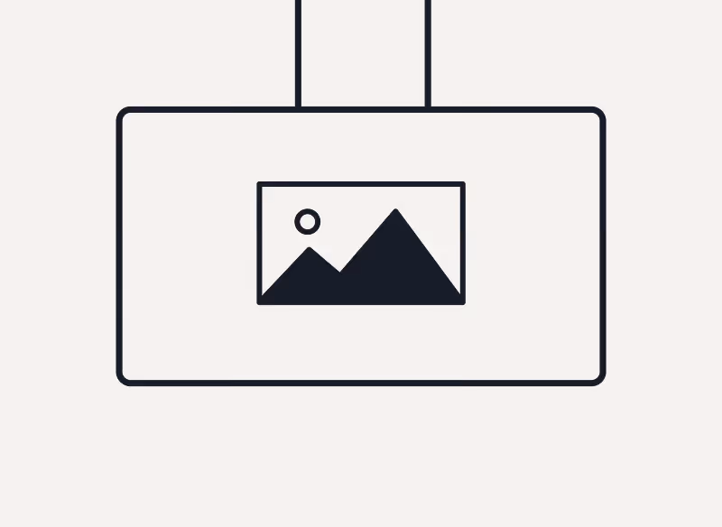 Icon of a rectangular display hanging from a ceiling with a mountain and sun image on the screen.