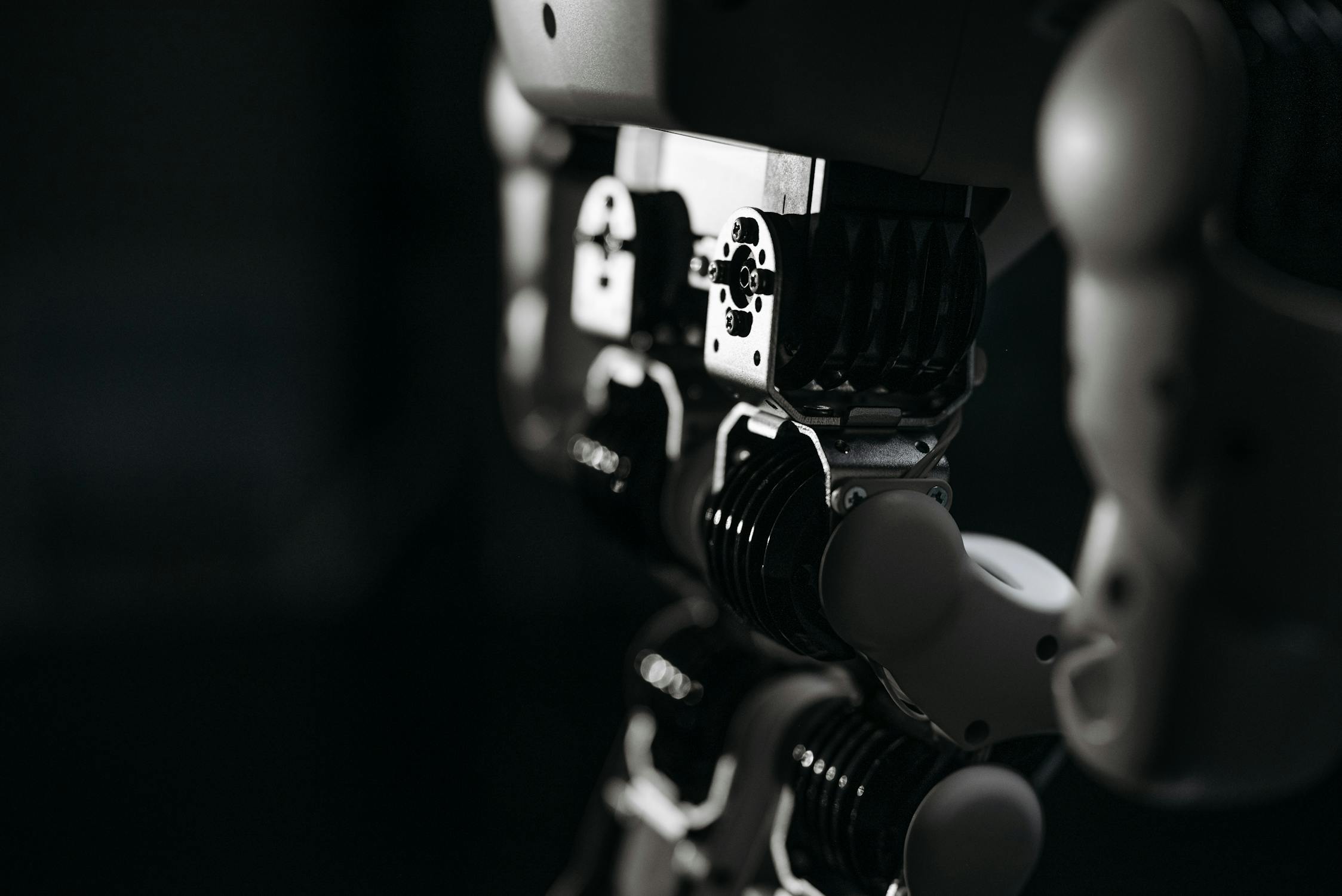 Close-up of robot mechanical components