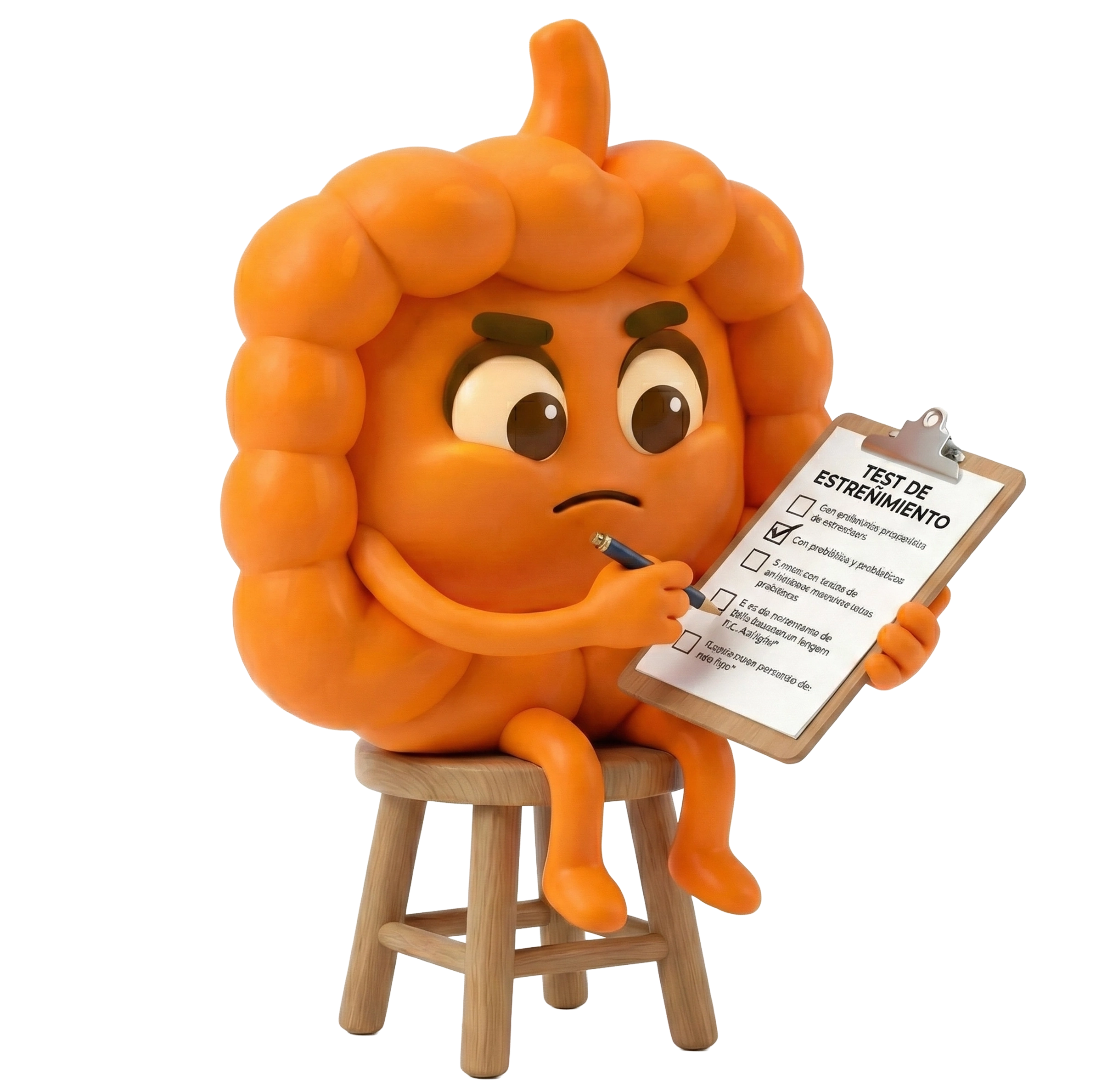 Personaje de intestino feliz recomendando Zir-Fos NC para la digestión