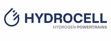 Logo de la société Hydrocell avec une icône stylisée représentant une goutte d'eau et le texte « HYDROCELL HYDROGEN POWERTRAINS ».