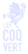 Logo de Le Coq Vert représentant un coq stylisé au-dessus du texte.