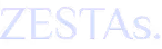 Le mot « ZESTAs. » en police serif bleu clair sur fond blanc.
