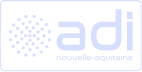 Logo avec un motif à pois à gauche et le texte « adi nouvelle-aquitaine » à droite.