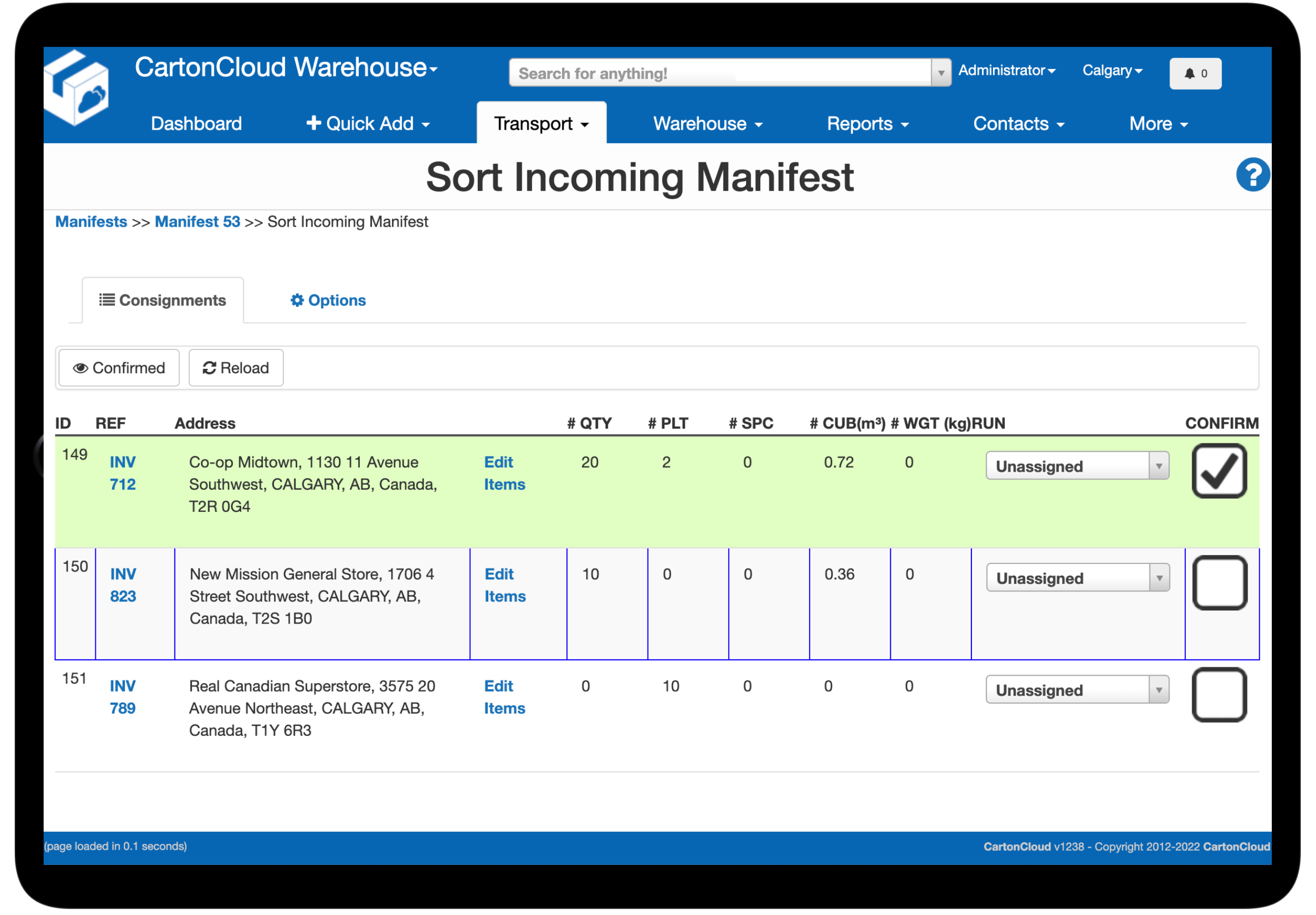 Cross docking with iPad
