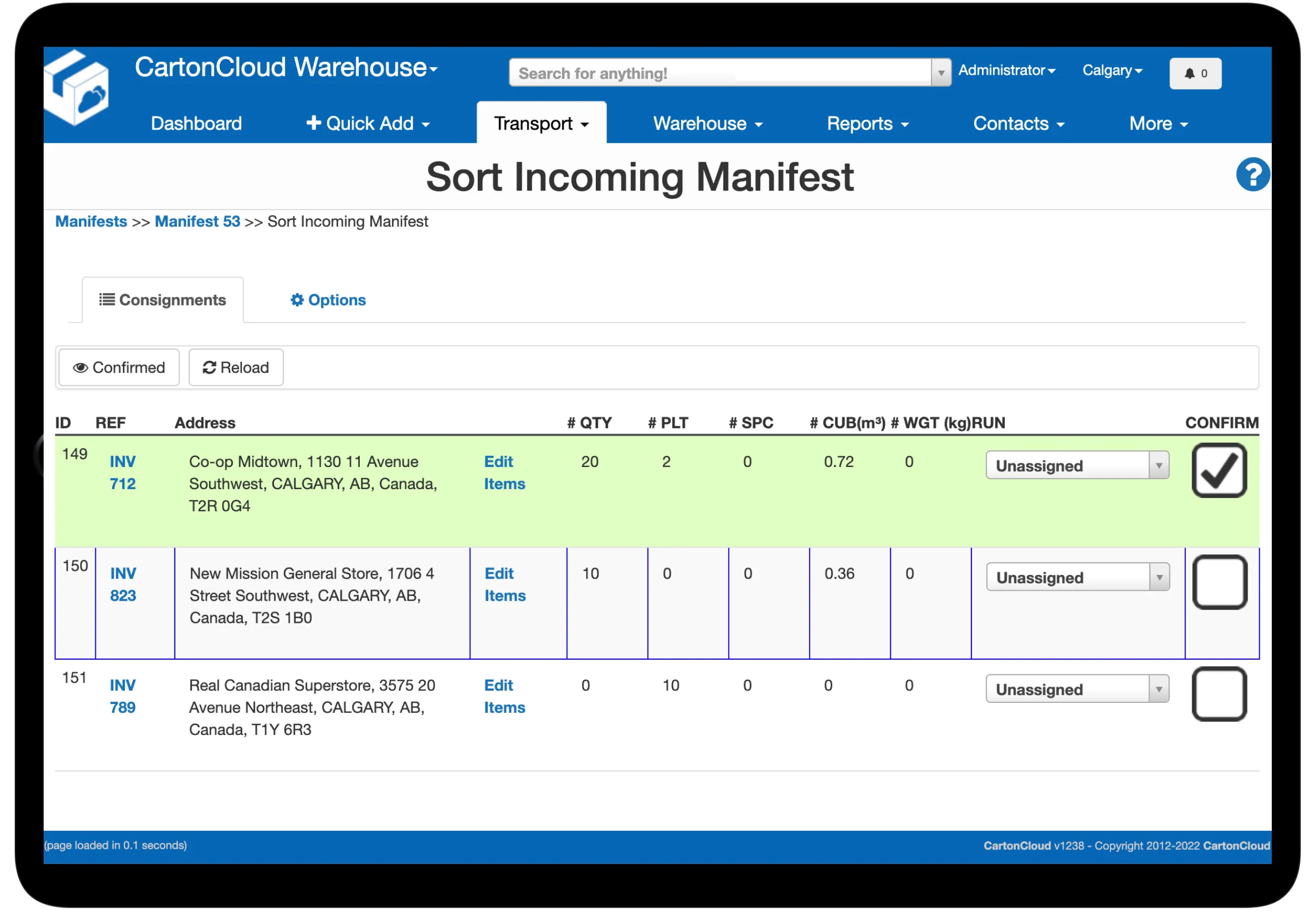 Cross docking with iPad