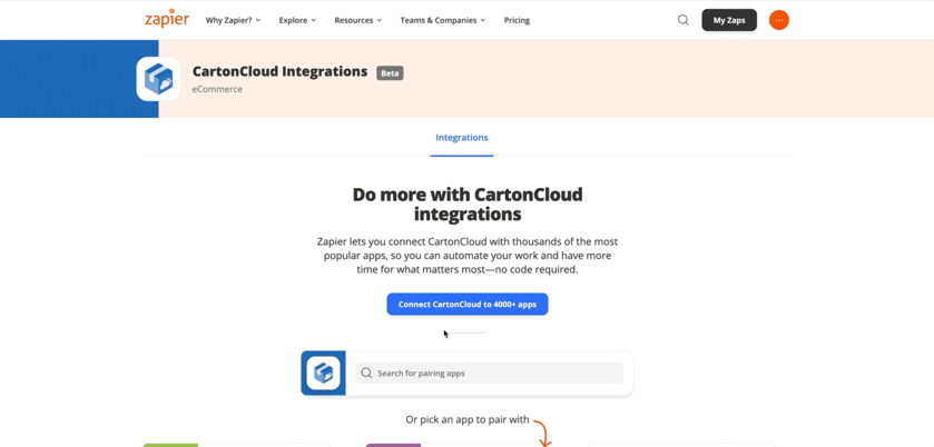 CartonCloud Zapier