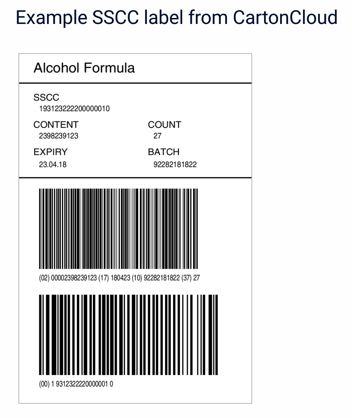 example SSCC barcode