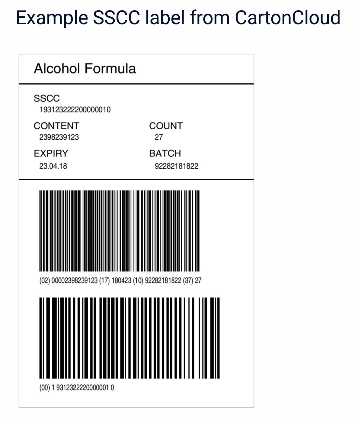 example SSCC barcode