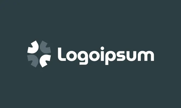 Logoipsum brand name with an abstract circular icon composed of four stylized arrow shapes.