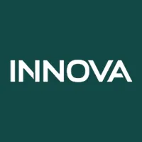 Логотип Innova білого кольору на темно-зеленому фоні.