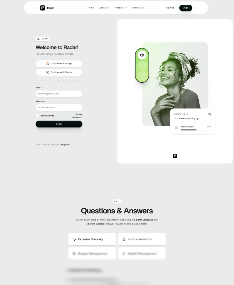 Login overview image.