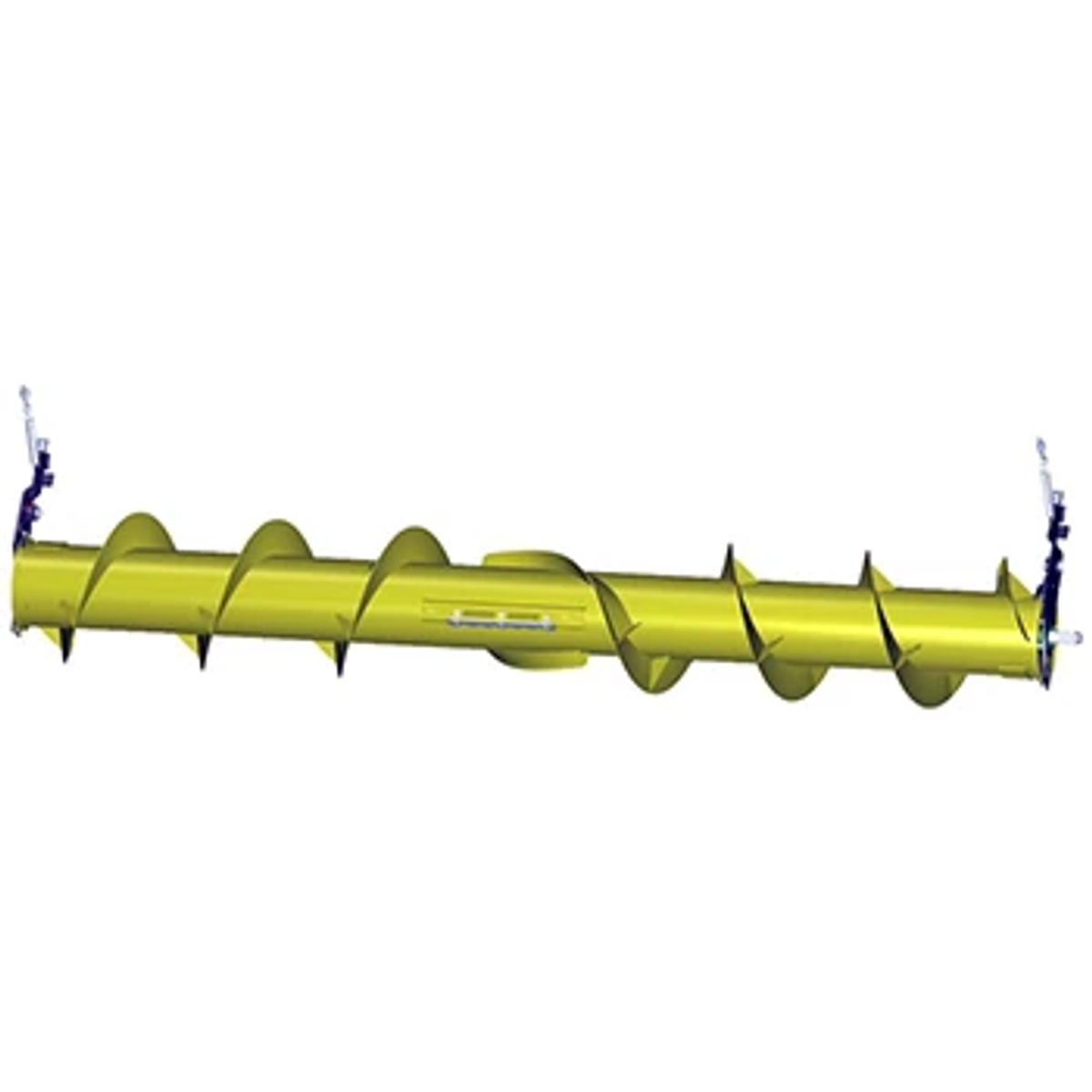 Computer-generated image of a yellow 6X9 series windrow pickup auger on white background