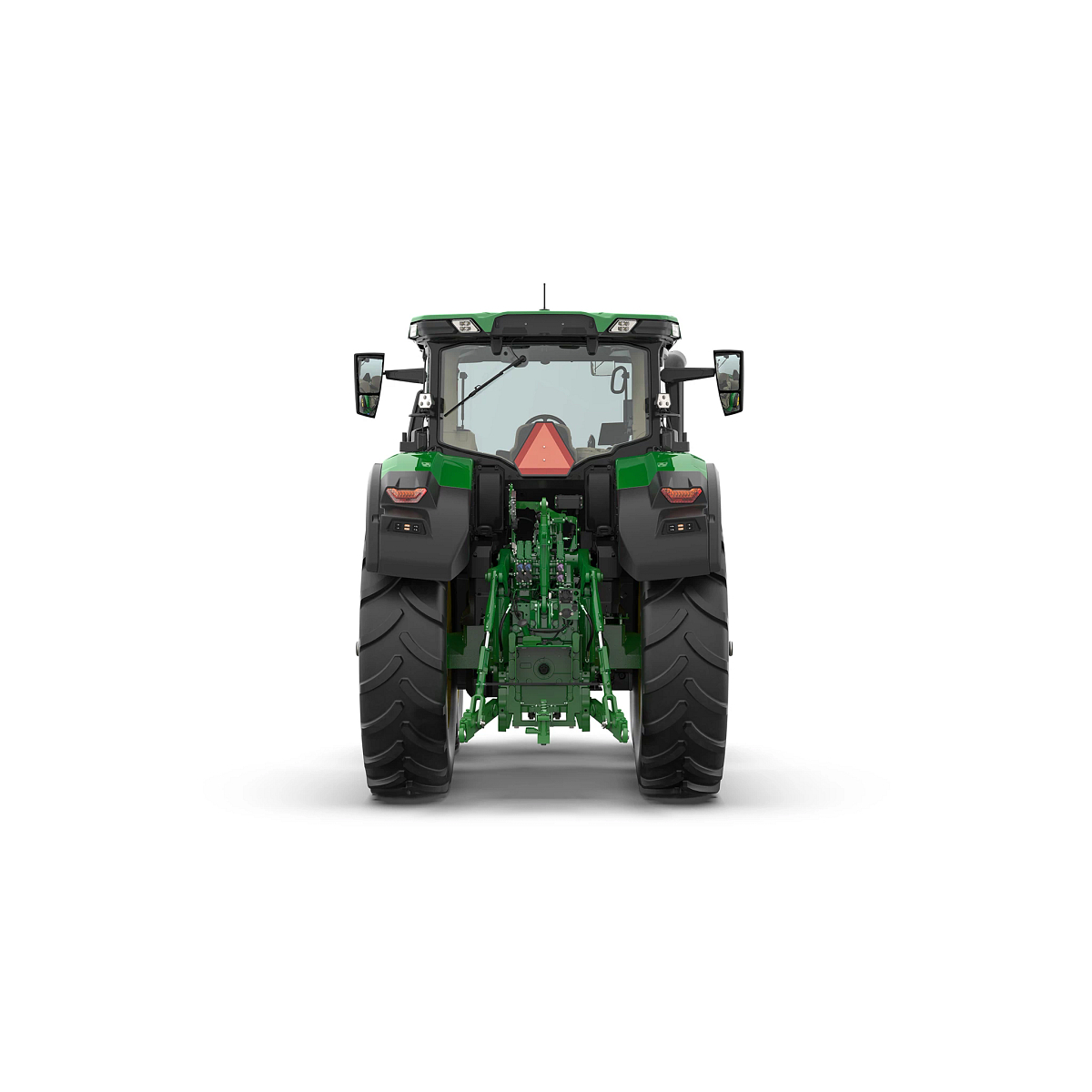 Rear studio graphic of a 6R 230 tractor on white background.