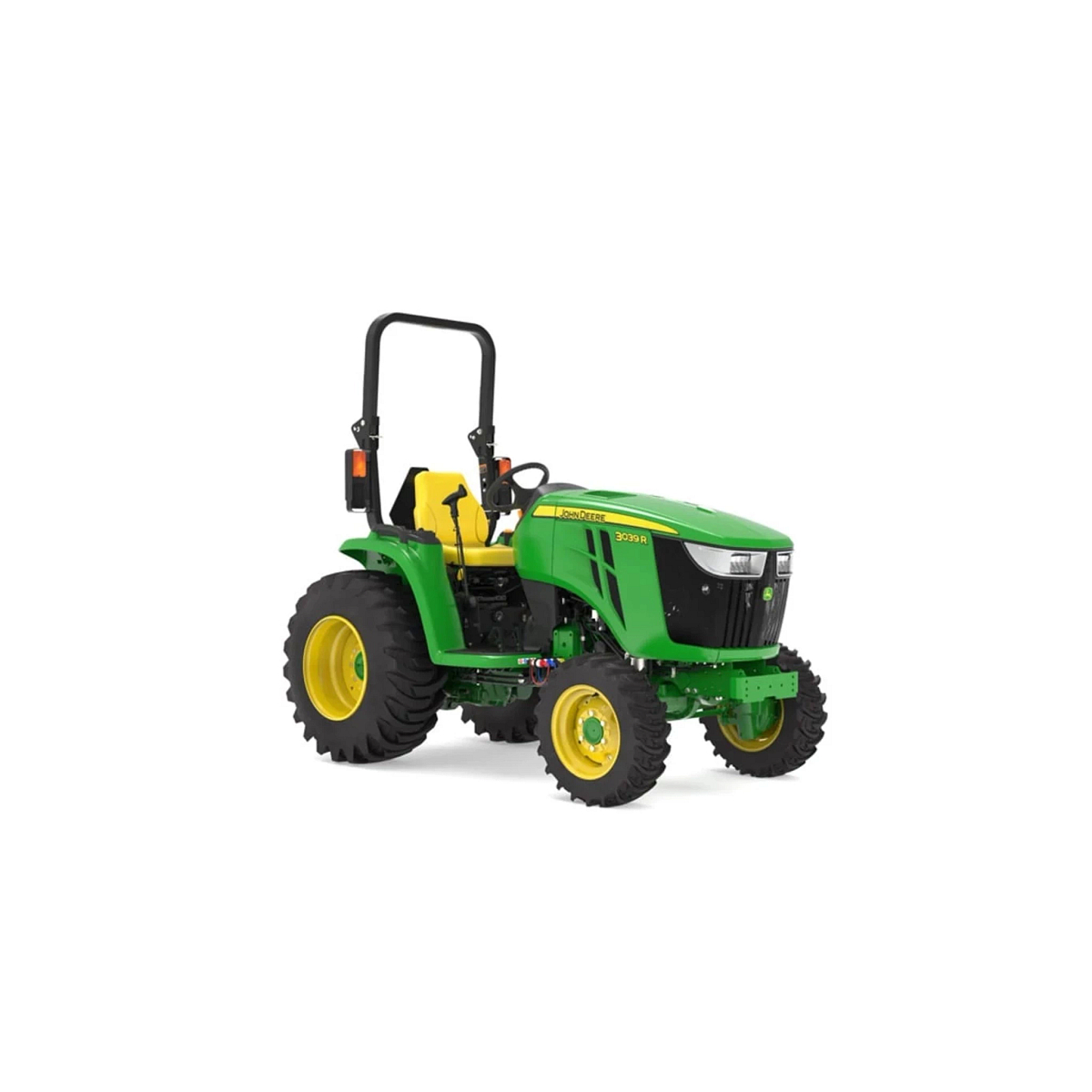 Studio image with a front right view of 3039R Compact Tractor