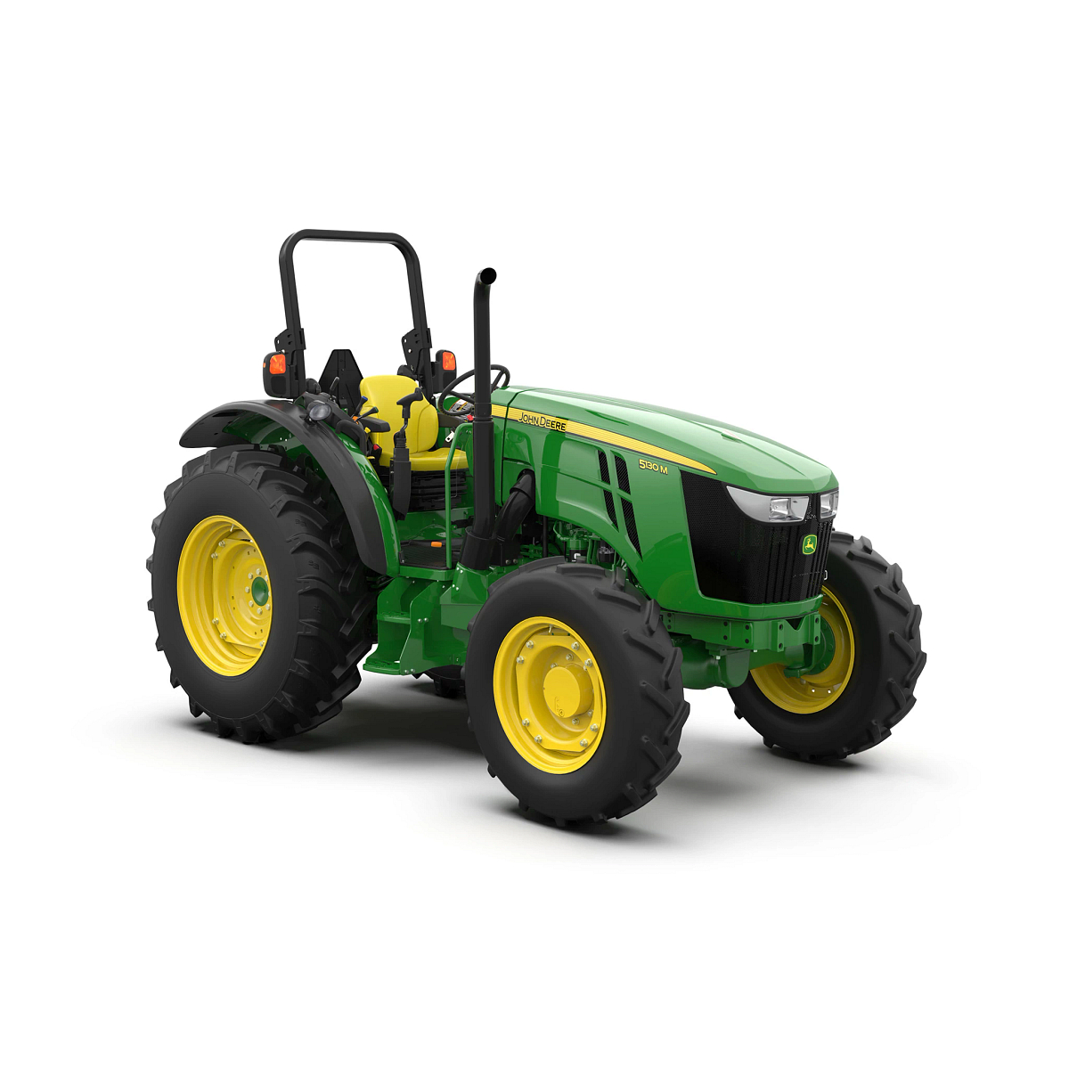 Studio image with front right view of 5130M utility tractor.