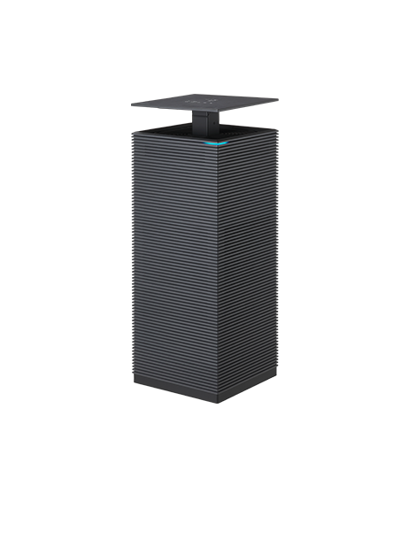 Coway AP-2021A air purifier with horizontal slats and a square top panel.